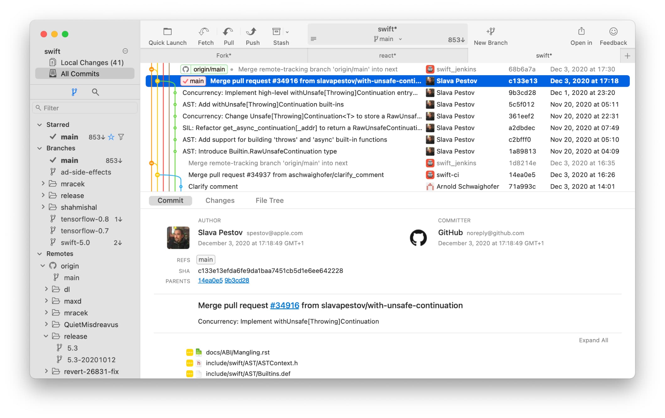 Fork desktop Git client screenshot