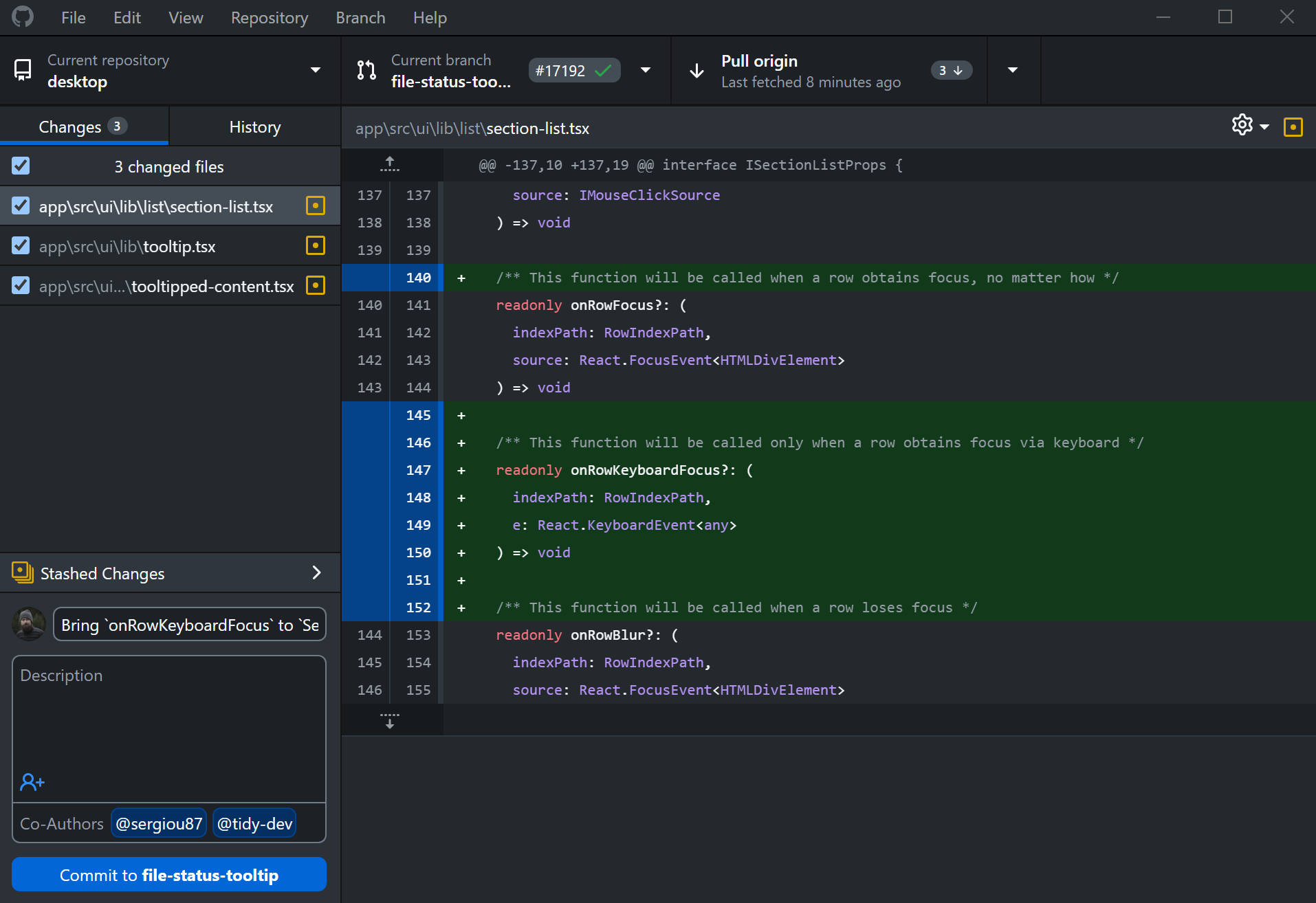 GitHub Desktop user interface screenshot